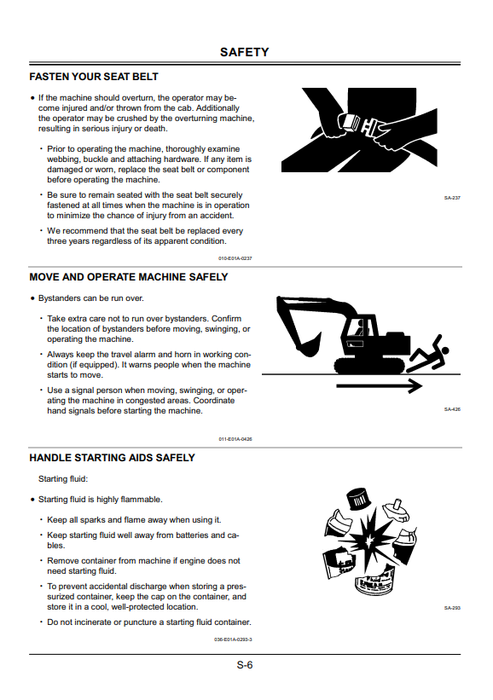 John Deere Hitachi Zaxis 230, 230LC, 240H 240LCH, 270, 270LC Excavator Operator Manual EM1HD11