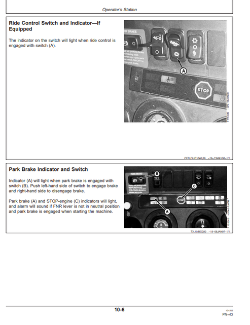 John Deere 410E Backhoe Loader Operator Manual OMT184380