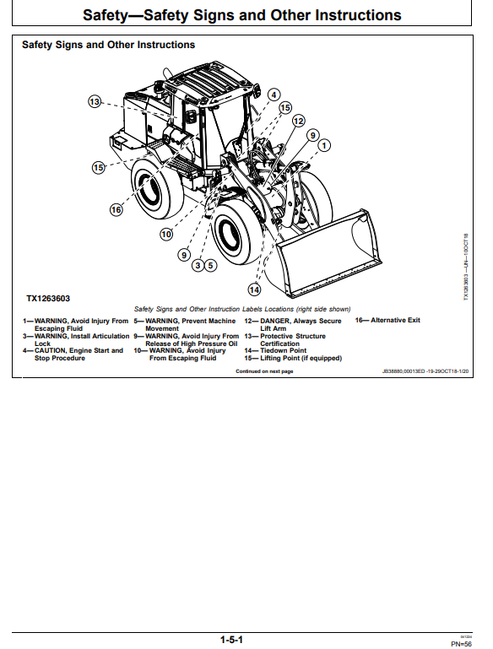John Deere 544L 4WD Loader Operator Manual OMT406388X19