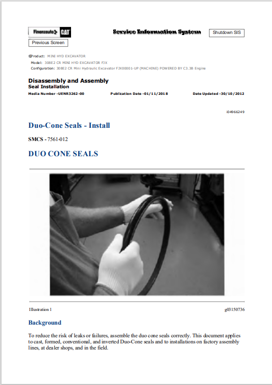Caterpillar Cat 308E2 CR Mini Hydraulic Excavator Service and Repair Manual PDF | S/N FJX