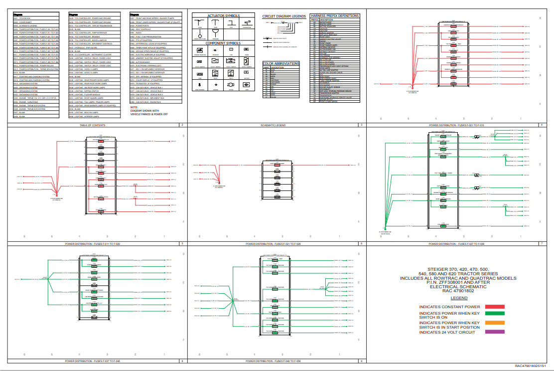 Case IH Series Steiger, quadtrac, rowtrac 370, 420, 470, 500, 540, 580, 620 Electrical Schematic Manual 47901802 PDF