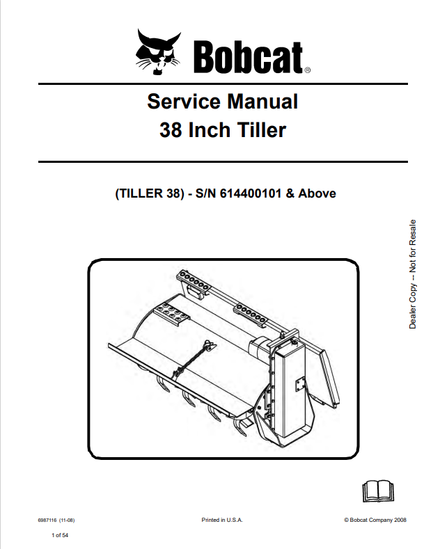 BOBCAT 38 INCH TILLER SERVICE MANUAL 6987116 PDF