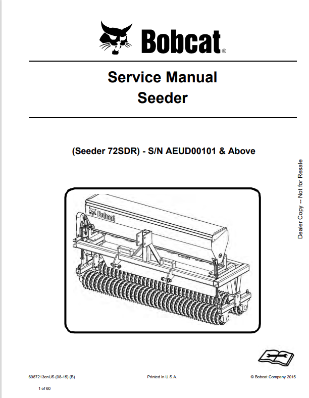 BOBCAT 72SDR SEEDER SERVICE MANUAL 6904966 PDF