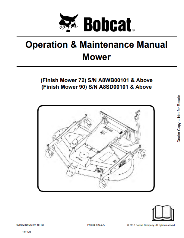 BOBCAT 72, 90 MOWER OPERATION AND MAINTENANCE MANUAL 6986723 PDF