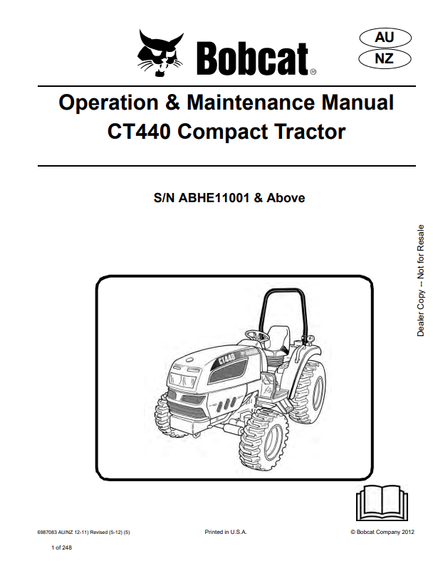 BOBCAT CT440 COMPACT TRACTOR OPERATION AND MAINTENANCE MANUAL 6987083 PDF