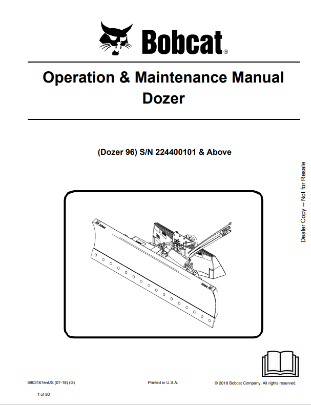 BOBCAT DOZER 96 OPERATION AND MAINTENANCE MANUAL 6903167 PDF