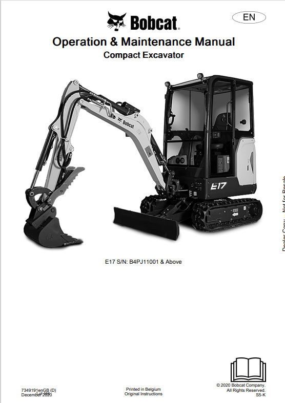 BOBCAT E17 COMPACT EXCAVATOR OPERATION AND MAINTENANCE MANUAL 7349191 PDF