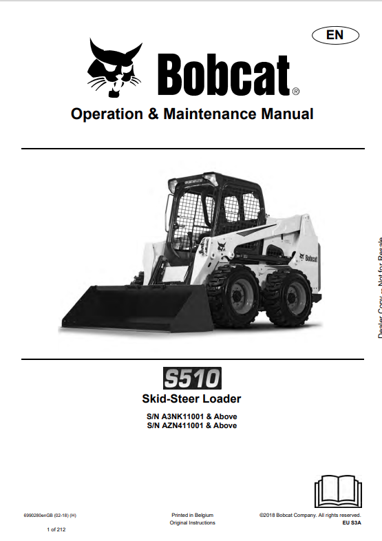BOBCAT S510 SKID STEER LOADER OPERATION AND MAINTENANCE MANUAL 6990280 PDF