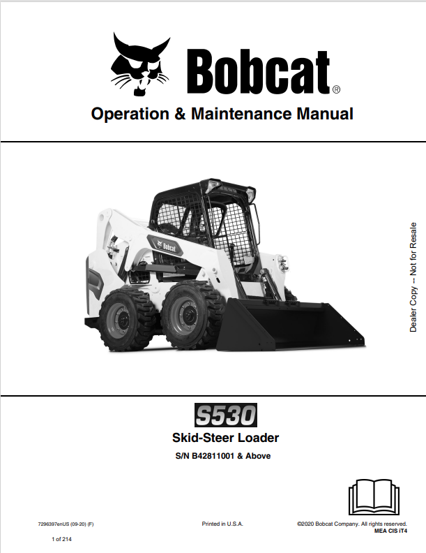 BOBCAT S530 SKID STEER LOADER OPERATION AND MAINTENANCE MANUAL 7296397 PDF