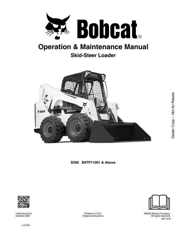 BOBCAT S595 SKID STEER LOADER OPERATION AND MAINTENANCE MANUAL 7428479 PDF