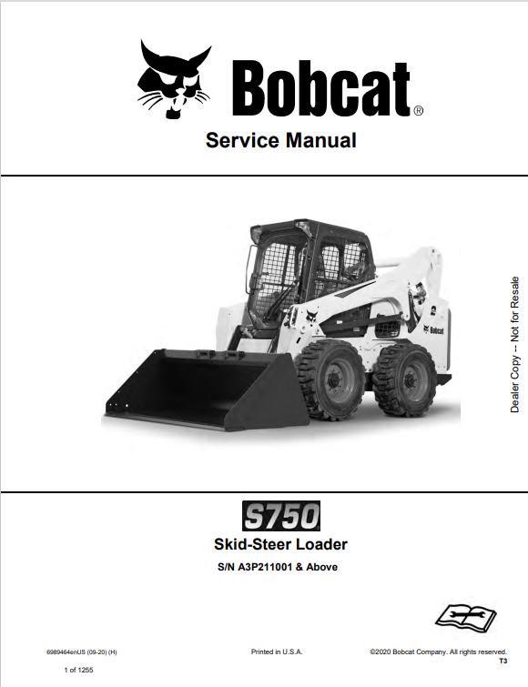 BOBCAT S750 SKID-STEER LOADER SERVICE MANUAL 6989464 PDF
