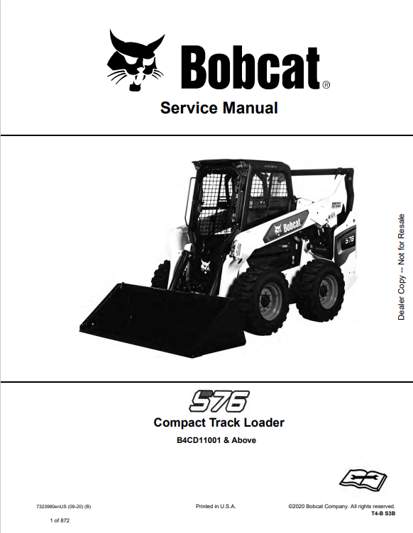BOBCAT S76 COMPACT TRACK LOADER SERVICE MANUAL 7323980 PDF
