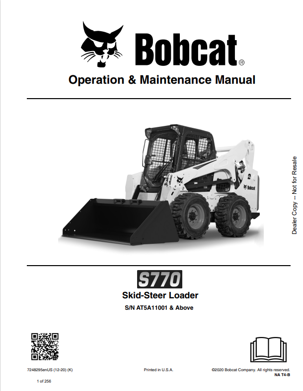 BOBCAT S770 SKID STEER LOADER OPERATION AND MAINTENANCE MANUAL 7248295 PDF