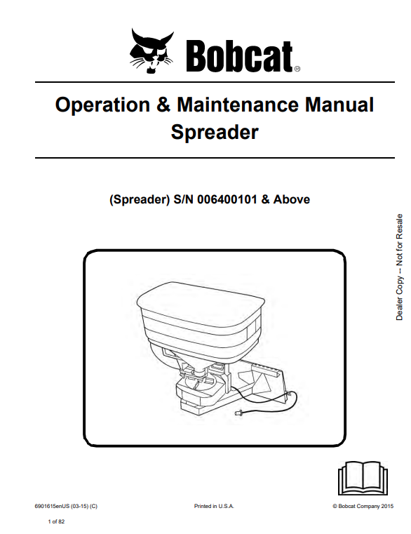 BOBCAT SPREADER OPERATION AND MAINTENANCE MANUAL 6901615 PDF