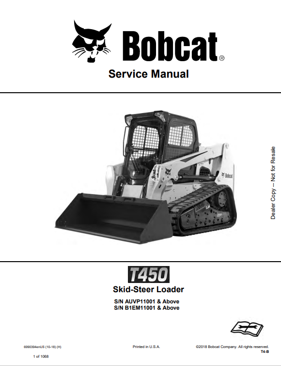 BOBCAT T450 SKID STEER LOADER SERVICE MANUAL PDF