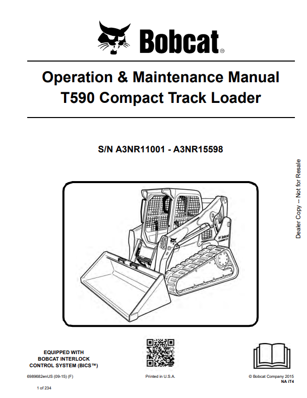 BOBCAT T590 COMPACT TRACK LOADER OPERATION AND MAINTENANCE MANUAL 6989682 PDF