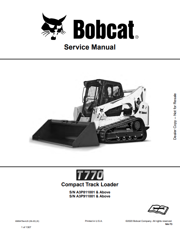 BOBCAT T770 COMPACT TRACK LOADER SERVICE MANUAL PDF
