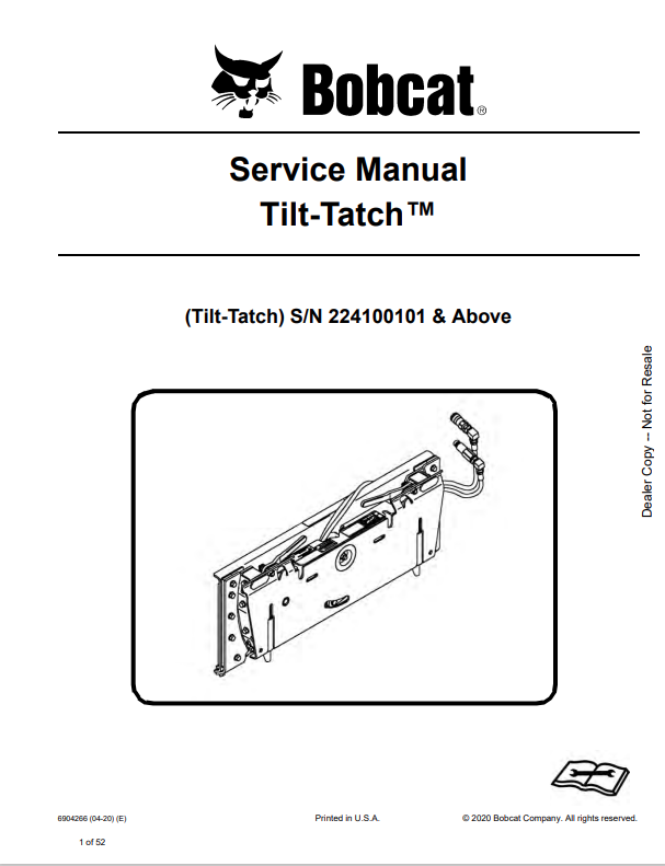 BOBCAT TILT TATCH SERVICE MANUAL 6904266 PDF