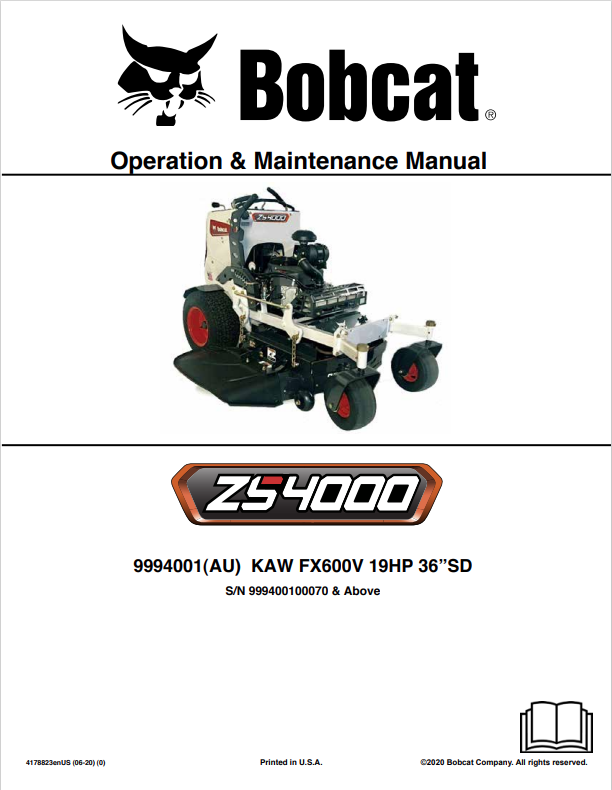 BOBCAT ZS4000 OPERATION AND MAINTENANCE MANUAL 4178823 PDF
