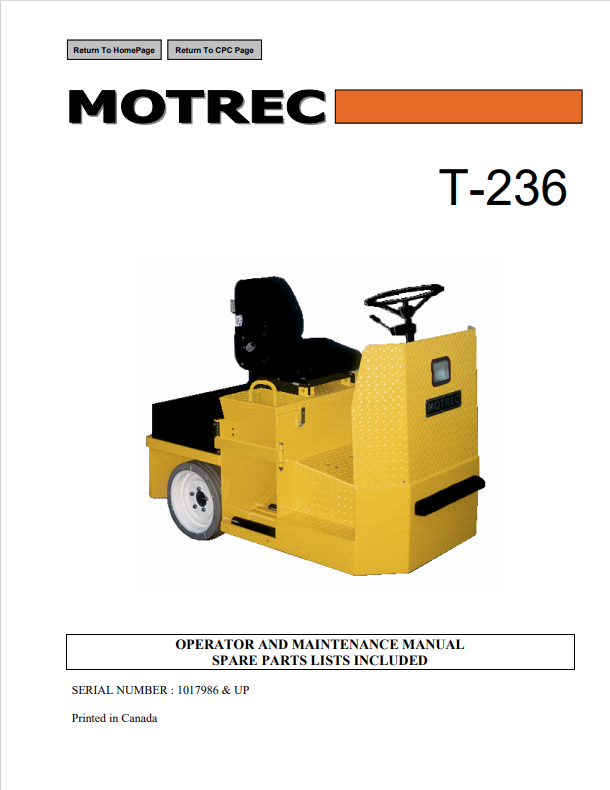 BT FORKLIFT MOTREC T-236 QUALITY PARTS MANUAL PDF