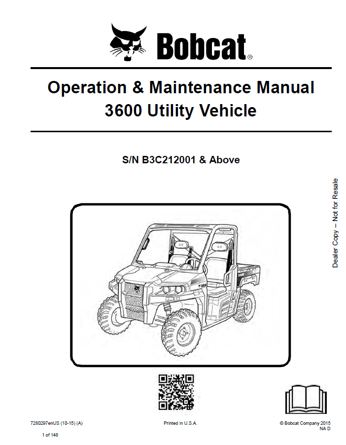 Bobcat 3600 Utility Vehicle Operation and Maintenance Manual PDF