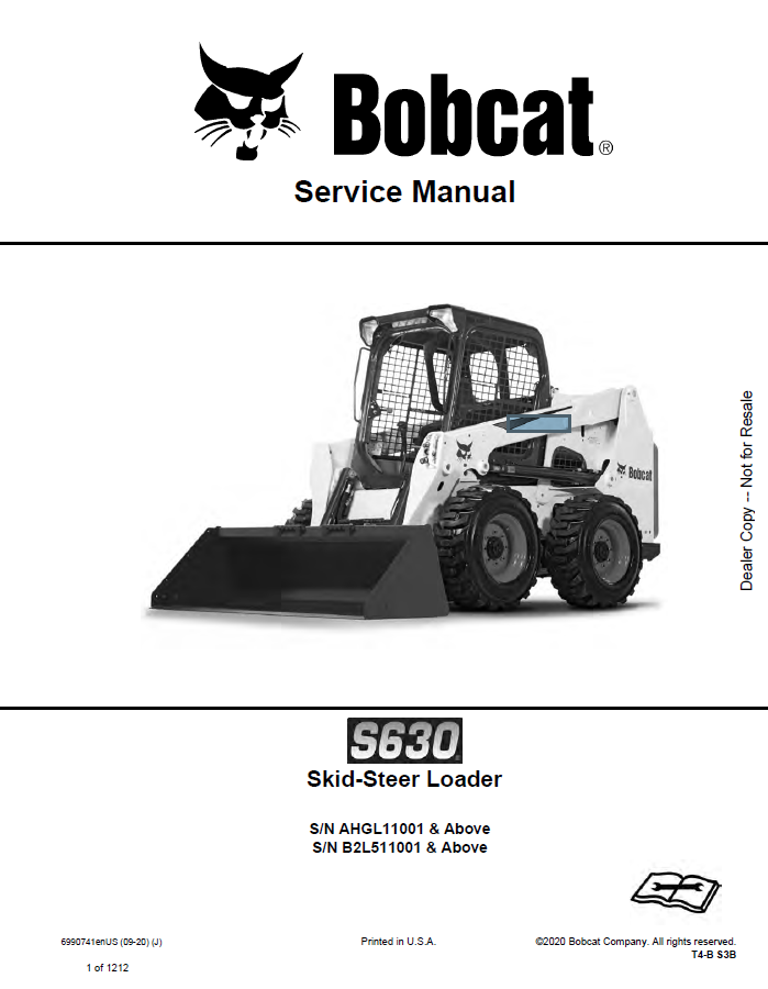 Bobcat S630 Skid-Steer Loader Service Manual PDF