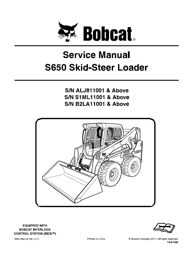 Bobcat S650 Skid-Steer Loader Service Manual PDF