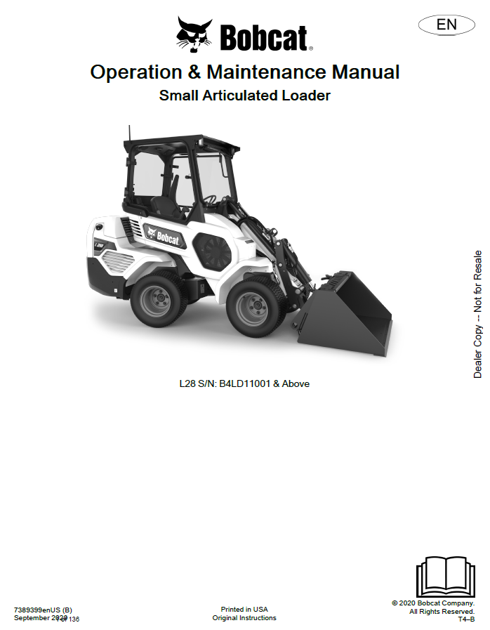 Bobcat Small Articulated Loader Operation & Maintenance Manual PDF