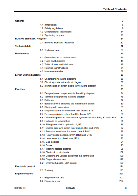 Bomag MPH 122-2 Soil Stabilizer/Asphalt Recycler Service Training Manual S/N 101 590 06 - 101 590 07 - PDF File Download