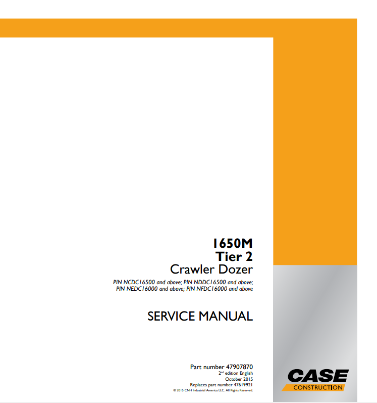 Case 1650M Tire 2 Crawler Dozer Service Manual 47907870 PDF