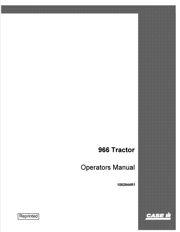 Case 966 Tractor Operator Manual 1082944R1 PDF