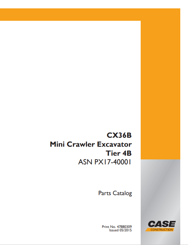 Case CX36B Mini Crawler Excavator Tire 4B Parts Catalogue Manual 47880309 PDF