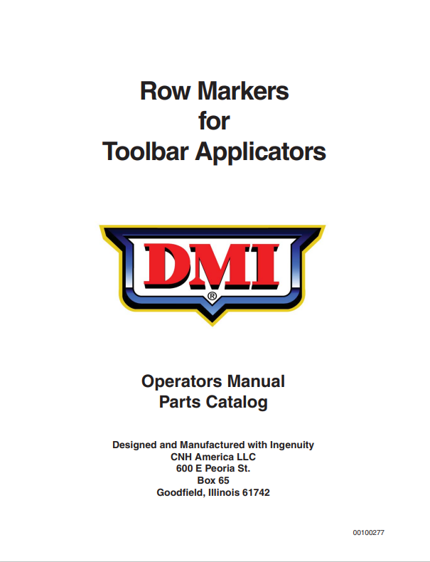 Case IH 3250, 3300, 4300, 5300 Row Markers for Toolbar Appl DMI Operator Manual 00100277 PDF