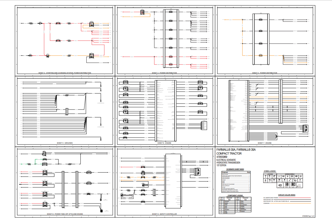 Case IH Farmall 30a, 35a Compact Tractor Electrical Schematic Manual 47955969 PDF