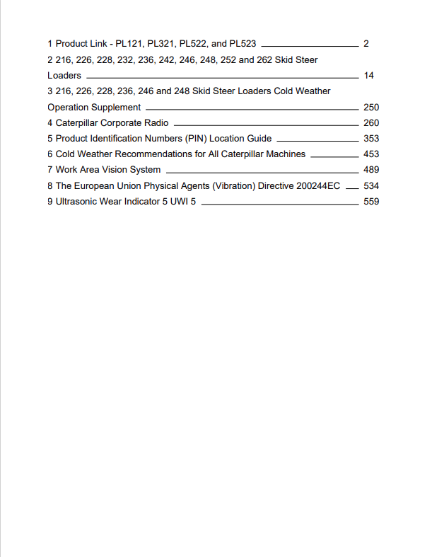 Caterpillar Cat 216 Skid Steer Loader Operation And Maintenance Manual PDF | S/N 4NZ
