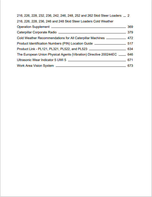 Caterpillar Cat 216 Skid Steer Loader Operation And Maintenance Manual PDF | S/N 4NZ