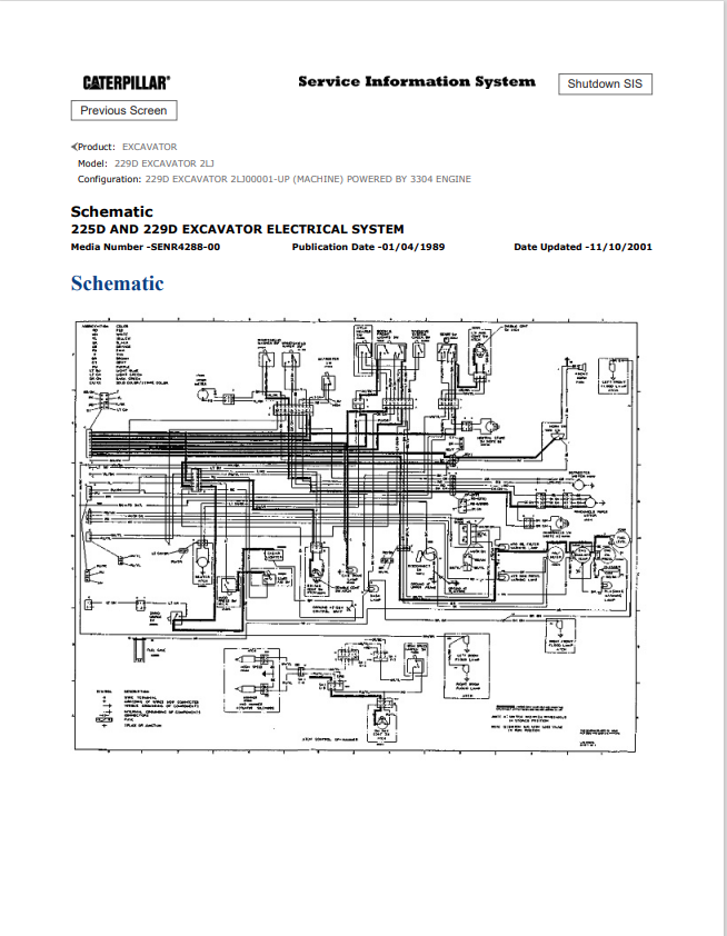 Caterpillar Cat 229D Excavator Electrical and Hydraulic Schematic Manual PDF | S/N 2LJ