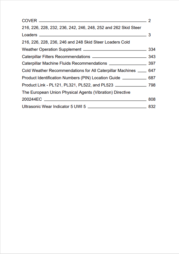 Caterpillar Cat 232D Skid Steer Loader Operation and Maintenance Manual PDF | S/N 6BZ