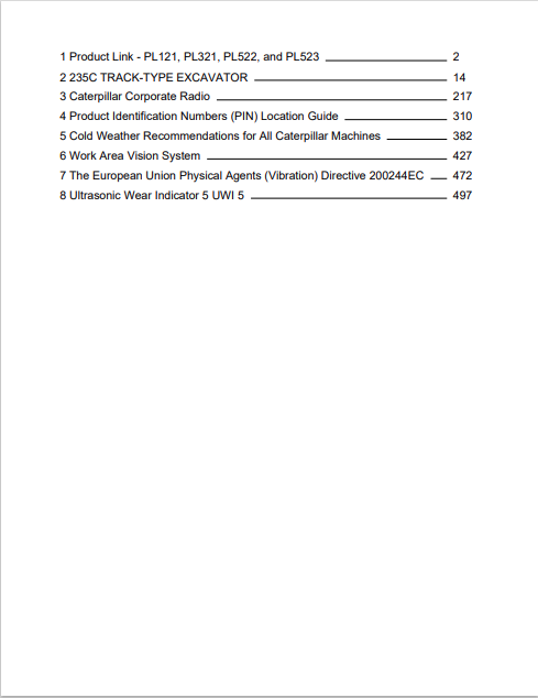 Caterpillar Cat 235C Excavator Operation And Maintenance Manual PDF | S/N 2PG