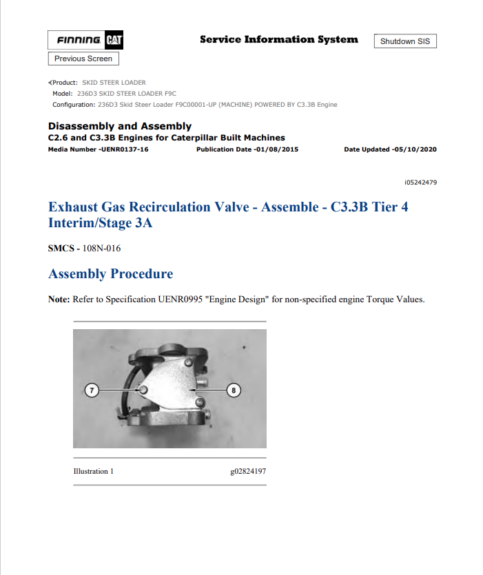 Caterpillar Cat 236D3 Skid Steer Loader Service and Repair Manual PDF | S/N F9C