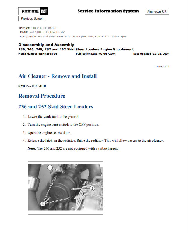 Caterpillar Cat 248 Skid Steer Loader Service and Repair Manual PDF | S/N 6LZ