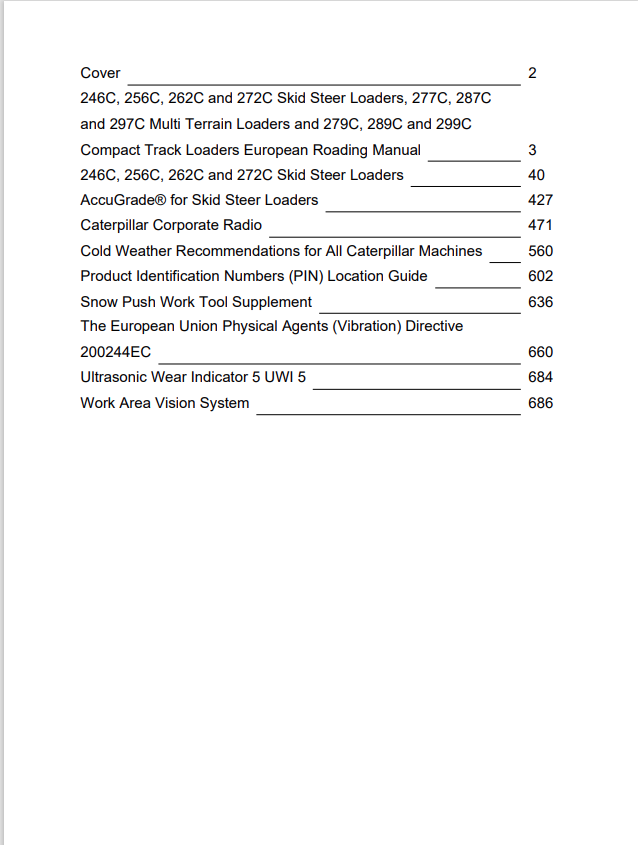 Caterpillar Cat 272C Skid Steer Loader Operation and Maintenance Manual PDF | S/N RED