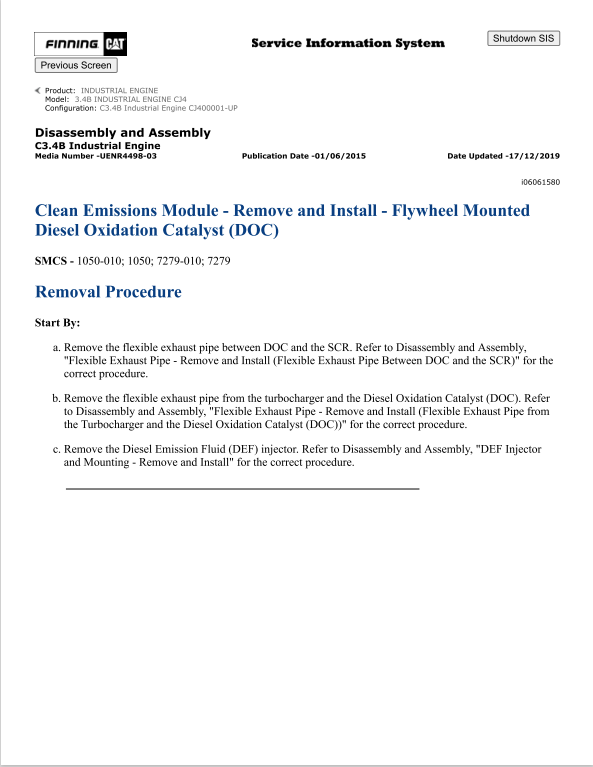 Caterpillar Cat 3.4B Industrial Engine Service and Repair Manual PDF | S/N CJ4