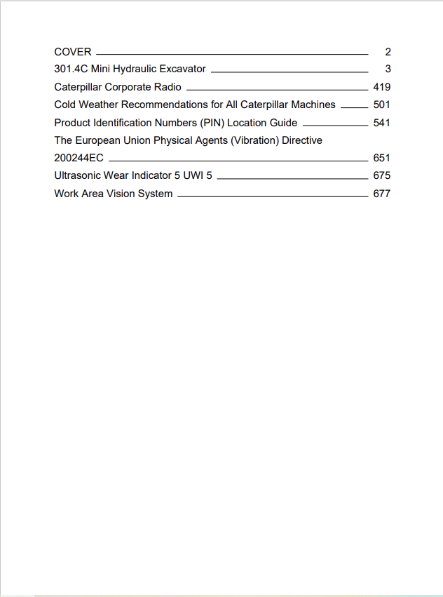 Caterpillar Cat 301.4C Mini HYD Excavator Operation and Maintenance Manual PDF | S/N LJ3