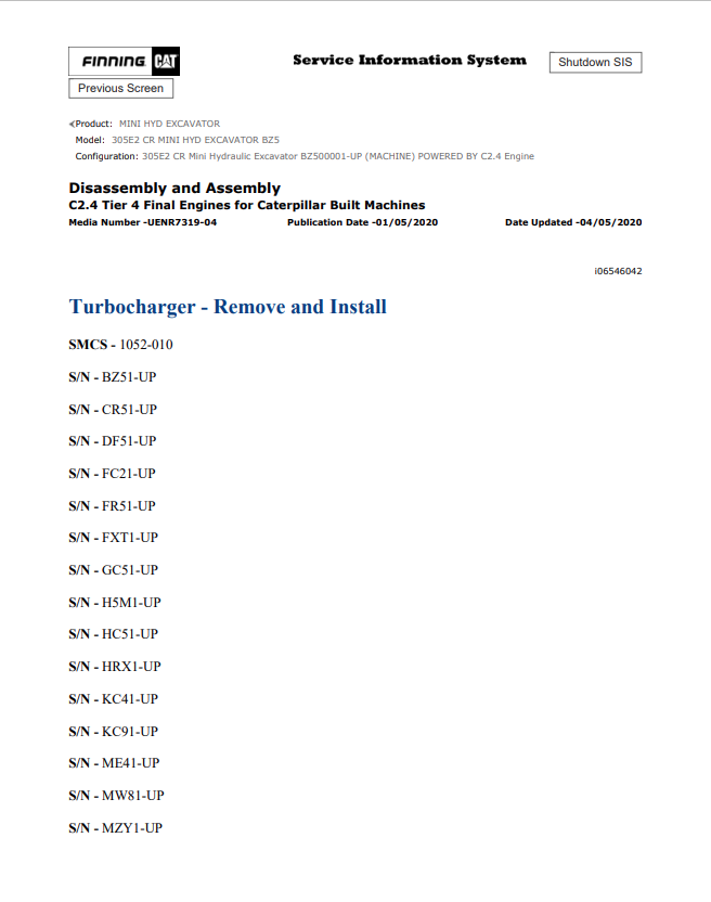 Caterpillar Cat 305E2 CR Mini HYD Excavator Service and Repair Manual PDF | S/N BZ5