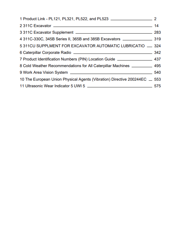 Caterpillar Cat 311C Excavator Operation and Maintenance Manual PDF | S/N CKE00001