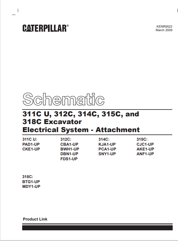 Caterpillar Cat 311C Excavator Schematic Manual PDF | S/N CKE
