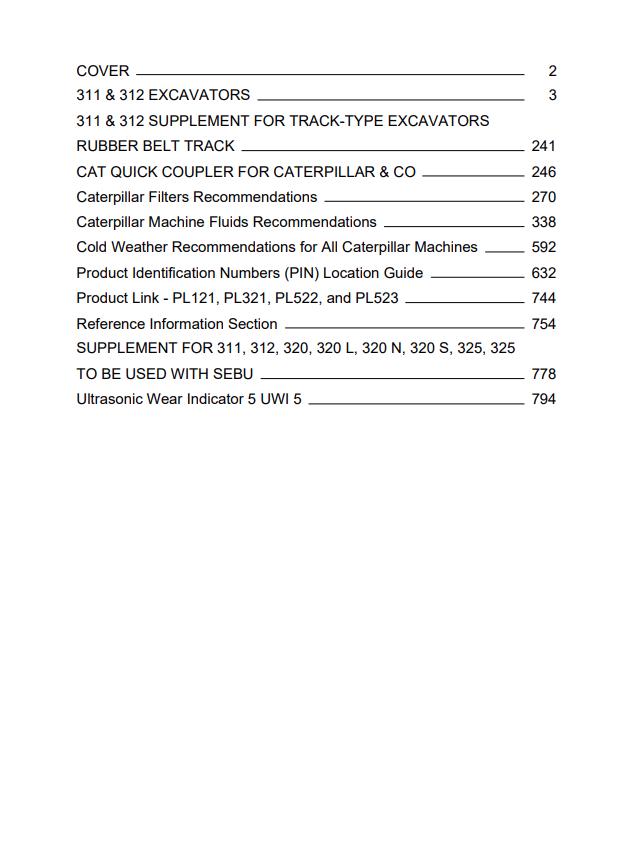 Caterpillar Cat 312-A Excavator Operation and Maintenance Manual PDF | S/N 6GK
