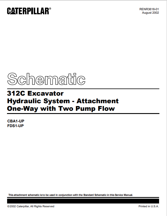 Caterpillar Cat 312C Excavator Electrical And Hydraulic Schematic Manual PDF | S/N CBA