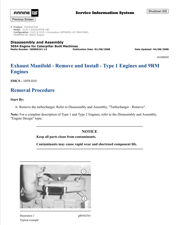 Caterpillar Cat 312C L Excavator Service and Repair Manual PDF | S/N CBT